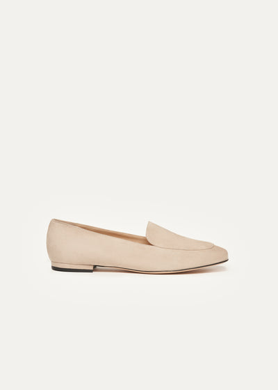 Elaine Loafer in beige suede in larger sizes for women in side view