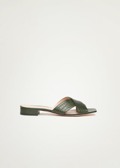 Imani Flats in green croco optic in larger sizes for women in side view