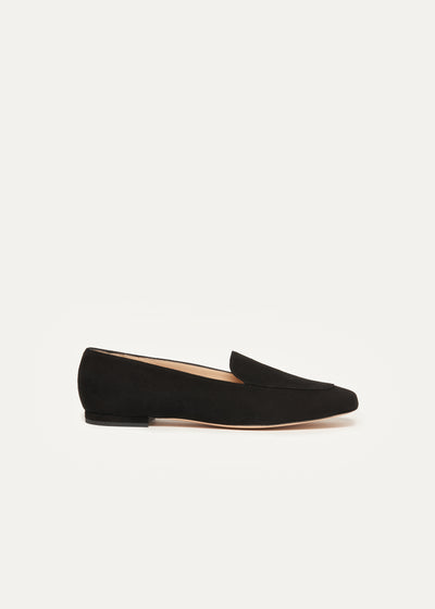 Elaine Loafer in black suede in larger sizes for women in side view