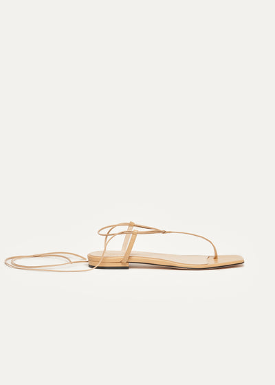 Fleur Sandals in beige leather in larger sizes for women in side view