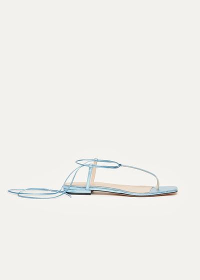Fleur Sandals in blue metallic leather in larger sizes for women in side view